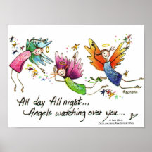 Cute Colorful Änglar tittar över Baby teckning