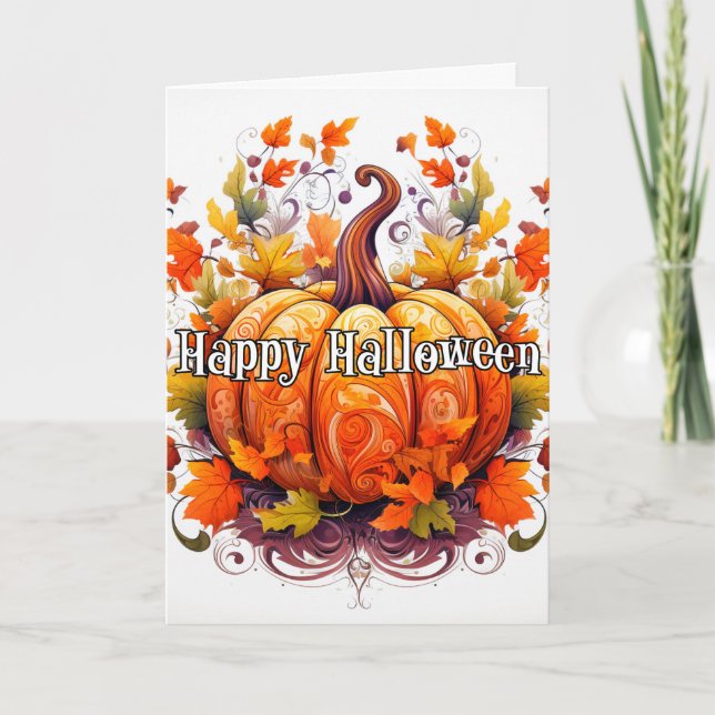 Cute Colorful Autumn Harvestkin Pumpkin Kort (Framsida)
