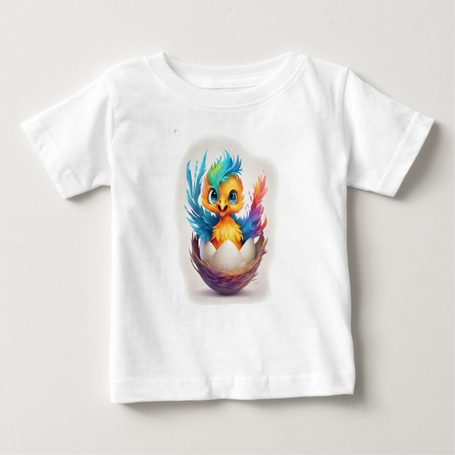 Cute Colorful Baby Phoenix Hatching T Shirt (Framsida)