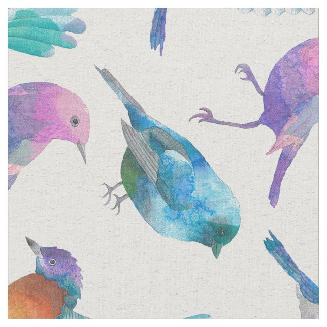 Cute Colorful Birds Mönster Tyg (Närbild)