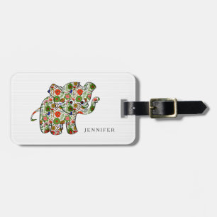 Cute Colorful Blommigt Baby Elephant Bagagebricka