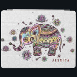 Cute Colorful Blommigt Baby Elephant Illustration iPad Skydd<br><div class="desc">Färgfläckig baby-elefantillustration i blommigt över vit cirkel mönster bakgrund. Anpassade och valfritt monogram. Om du behöver hjälp med att anpassa någon av mina designers kontaktar du ArtOnWear-designern. Kostnadsfri textformatering med hjälp av direkthjälp tillgänglig på begäran.</div>