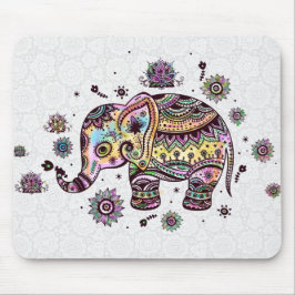 Cute Colorful Blommigt Baby Elephant Illustration Musmatta