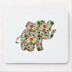 Cute Colorful Blommigt Baby Elephant Musmatta