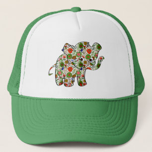 Cute Colorful Blommigt Baby Elephant Truckerkeps
