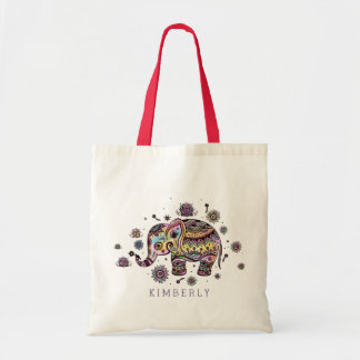 Cute Colorful Blommigt Baby Elephant Tygkasse