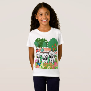 Cute Colorful Blommigt Girls Back to school Hund T Shirt