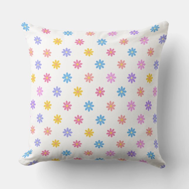 Cute Colorful Blommigt Kudde (Framsida)
