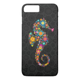 Cute Colorful Blommigt Sea Horse Illustration