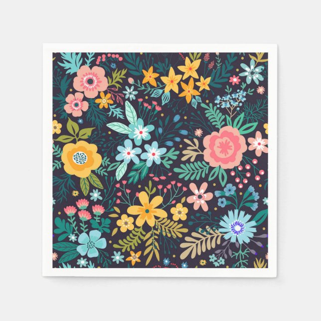 Cute Colorful Blommönster Pappersservett (Framsidan)