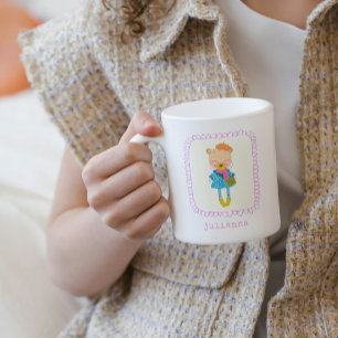 Cute Colorful Boho Hipster Bear Illustration Namn Kaffemugg