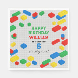 Cute Colorful Bricks Byggande Blocks Barns födelse Pappersservett