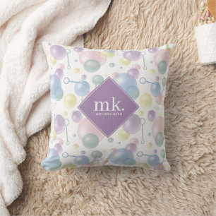 Cute Colorful Bubble Mönster Monogrammad Kudde