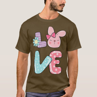 Cute Colorful Bunny Ansikte Tie Dye Red Heart Flow T Shirt