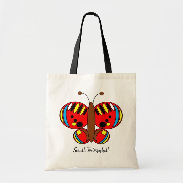 Cute Colorful Butterfly Tote Bag - Tortoiseshell Tygkasse (Framsidan)