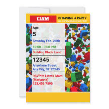 Cute Colorful Byggnad Bricks Birthday