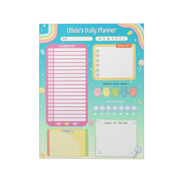 Cute Colorful Candy Daily Planner Anteckningsblock (Roterad)