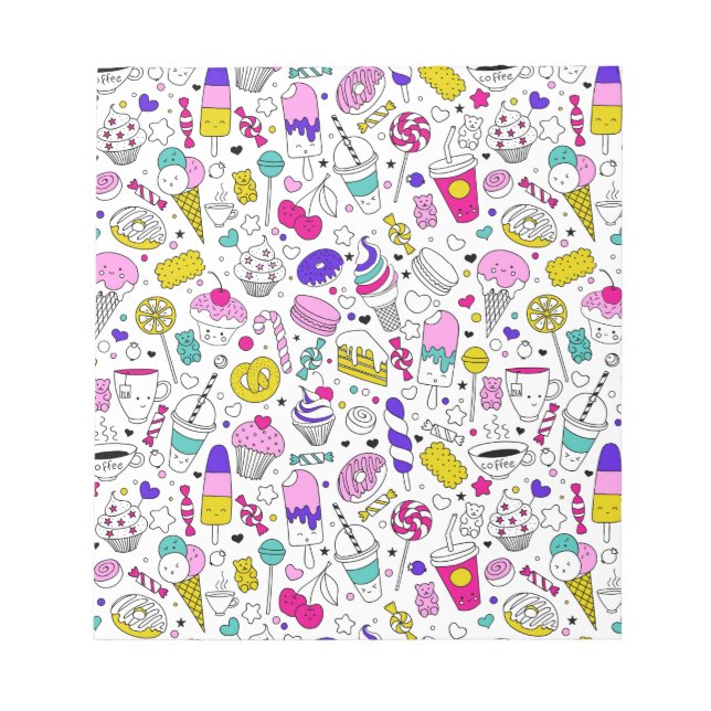 Cute Colorful Candy Sweet Mönster Anteckningsblock (Framsida)