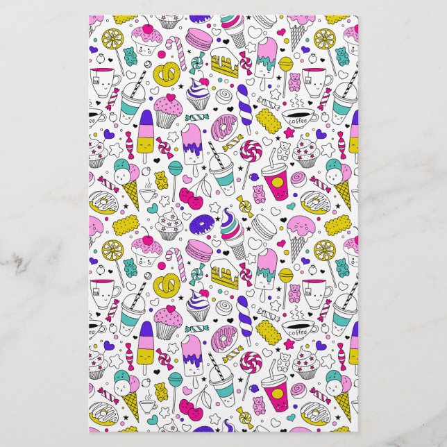 Cute Colorful Candy Sweet Mönster Brevpapper (Framsida)