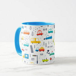 Cute Colorful Car Traffic Mönster Mugg