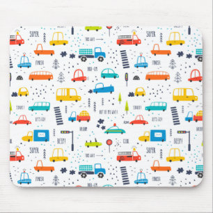 Cute Colorful Car Traffic Mönster Musmatta
