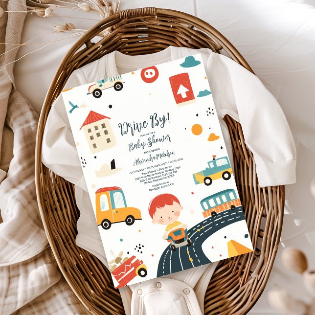 Cute Colorful Cars Boy Shower Inbjudningar (Skapare uppladdad)