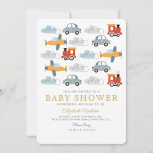 Cute Colorful Cars Boy Shower Inbjudningar