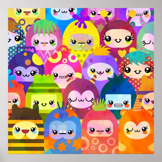 Cute Colorful Cartoon People Characters Poster (Framsidan)