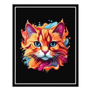 Cute Colorful Cat Ansikte-87002 Fototryck