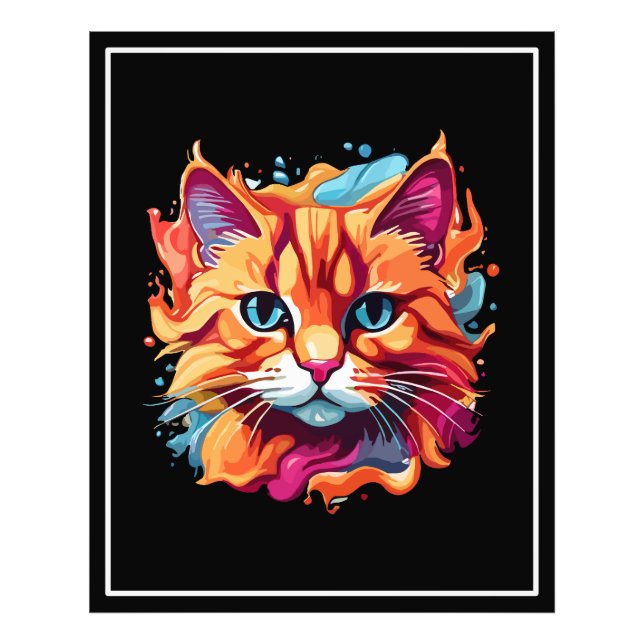 Cute Colorful Cat Ansikte-87002 Fototryck (Framsidan)