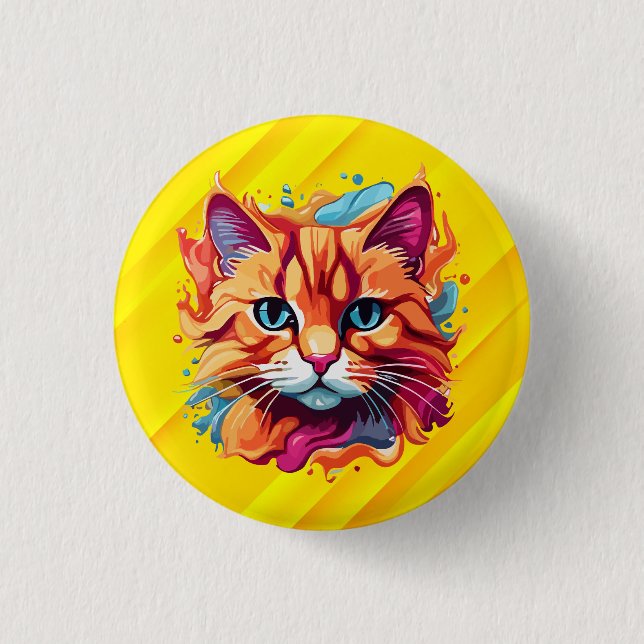 Cute Colorful Cat Ansikte-87002 Knapp (Framsida)