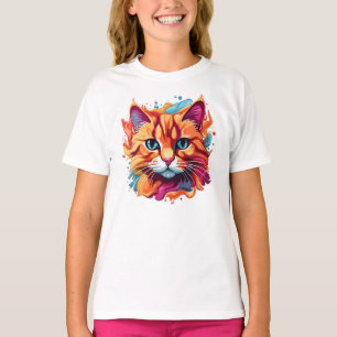 Cute Colorful Cat Ansikte-87002 T Shirt