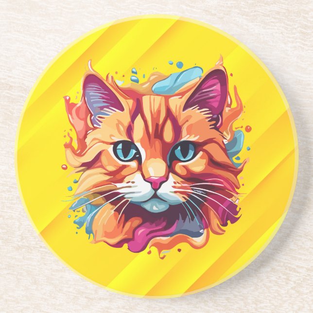Cute Colorful Cat Ansikte-87002 Underlägg (Framsidan)