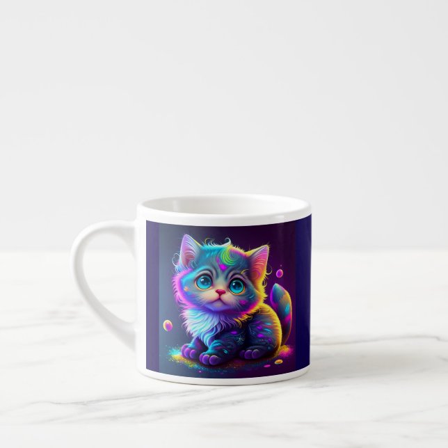 Cute Colorful Cat Digital Artwork-79827 Espressomugg (Vänster)