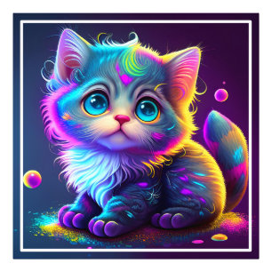 Cute Colorful Cat Digital Artwork-79827 Fototryck