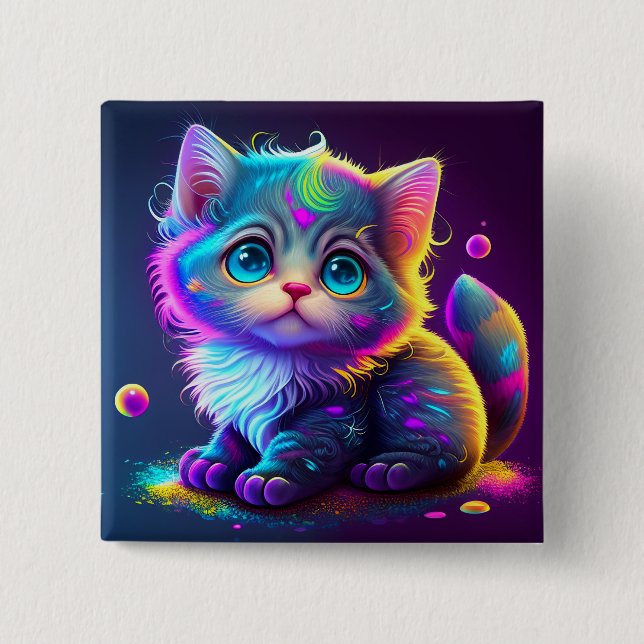 Cute Colorful Cat Digital Artwork-79827 Knapp (Framsida)
