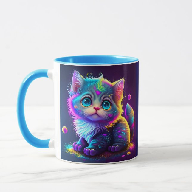 Cute Colorful Cat Digital Artwork-79827 Mugg (Vänster)
