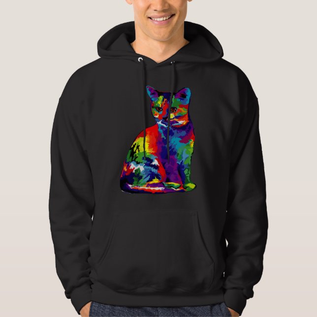 Cute Colorful Cat for Cat Pop Hoodie (Framsida)