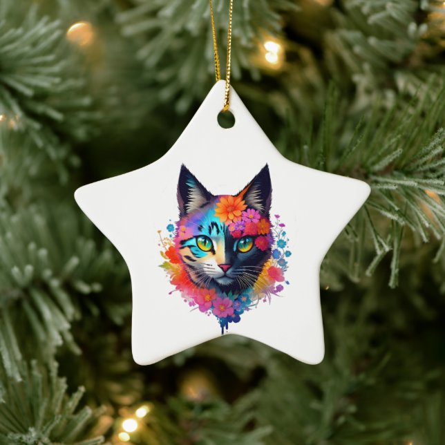 Cute Colorful Cat Ornament (Träd)