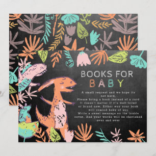 Cute Colorful Chalkboard Dino Bokar för Baby Inbjudningar