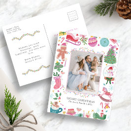 Cute Colorful Christmas Postcard Helg Vykort
