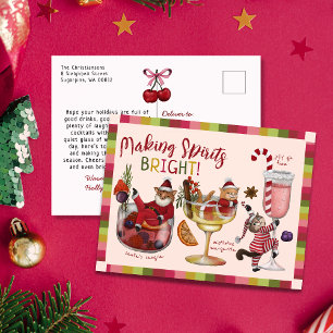 Cute Colorful Cocktail Cats Skapar Spirits Bright Helg Vykort