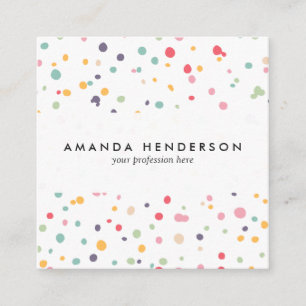 Cute Colorful Confetti Dots Mönster Fyrkantigt Visitkort