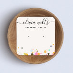 Cute Colorful Confetti Earring Jewelry Square Sq Fyrkantigt Visitkort<br><div class="desc">Snyggt med visning med två tryckta "markörer" hål. Om du är intresserad av en visning i halsbandet, var vänlig och kontakta mig. Kontakta mig på maurareed.designs@gmail.com om du vill ha ytterligare matchande material från marknadsföring. Om du vill ha mer fördefinierade logotyper går du till logoevolution.co. Ursprunglig design av Maura Reed....</div>