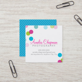 CUTE COLORFUL CONFETTI fet spot rosa lime green Fyrkantigt Visitkort