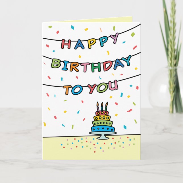 Cute Colorful Confetti och Streamers Birday Card Kort (Framsida)