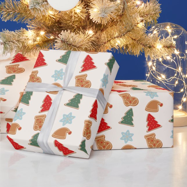 Cute Colorful Cookies Pattern Christmas Presentpapper (Helgdagar)