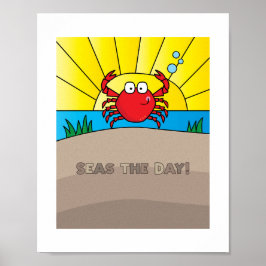Cute Colorful Crab Illustration - Ocean Animal Art Poster