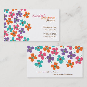 Cute Colorful Daisys Pop Summer Flowers Whimsical Visitkort
