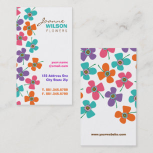 Cute Colorful Daisys Pop Summer Flowers Whimsical Visitkort
